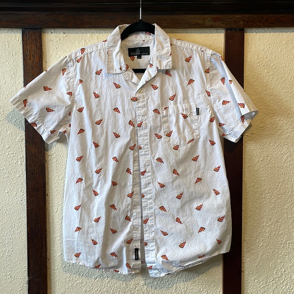 Pizza Short Sleeve Button Up